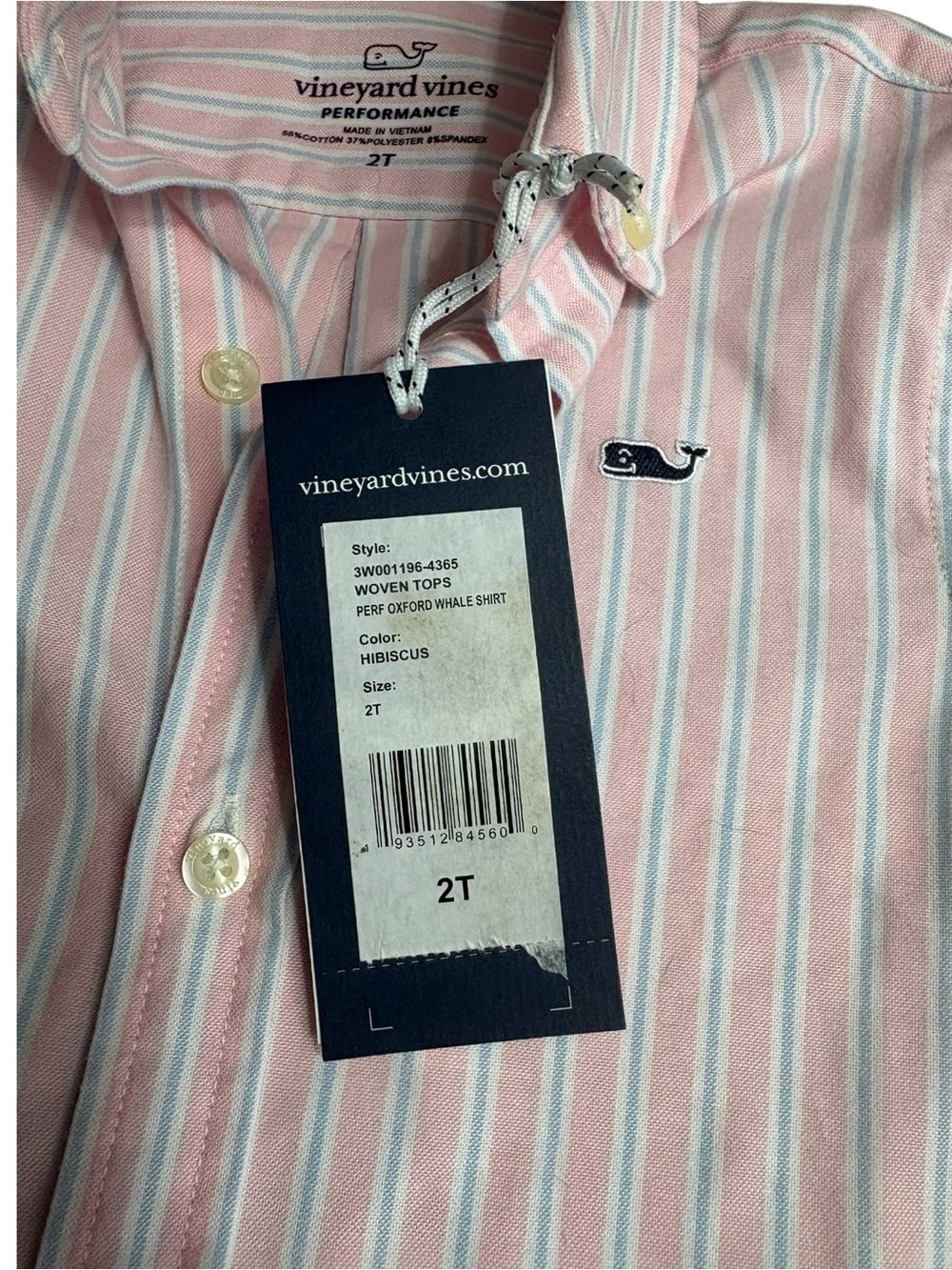 VINEYARD VINES Striped Oxford L/S Button Down Shirt in Pink/Blue Size 2T -- NWT - Picture 5 of 5